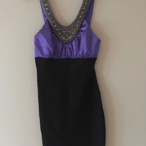 Trixxi Fitted Purple and Black Dress